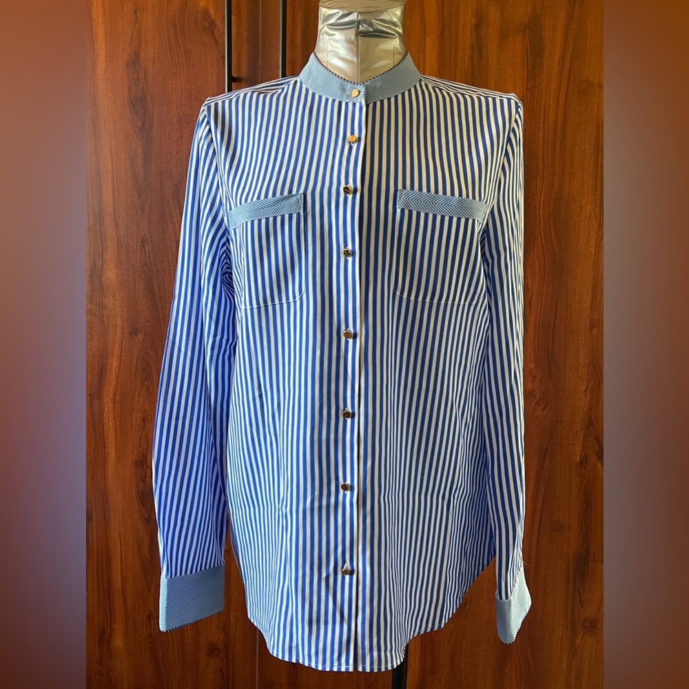 Banana Republic- striped blouse with contrast stripes sz L